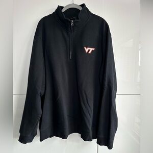 Virginia Tech 1/4 Zip Black Size XXL Sweatshirt Embroidered Logo Hokie VT